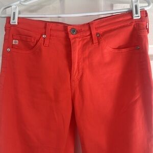 Woman’s AG Adriano Goldschmied Prima Crop Cigarette Leg Jean Coral Salmon 27R